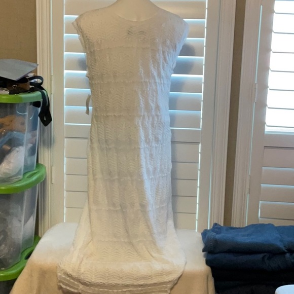 White Pleated Strapless Sheath Maxi Dress - Picture 7 of 14